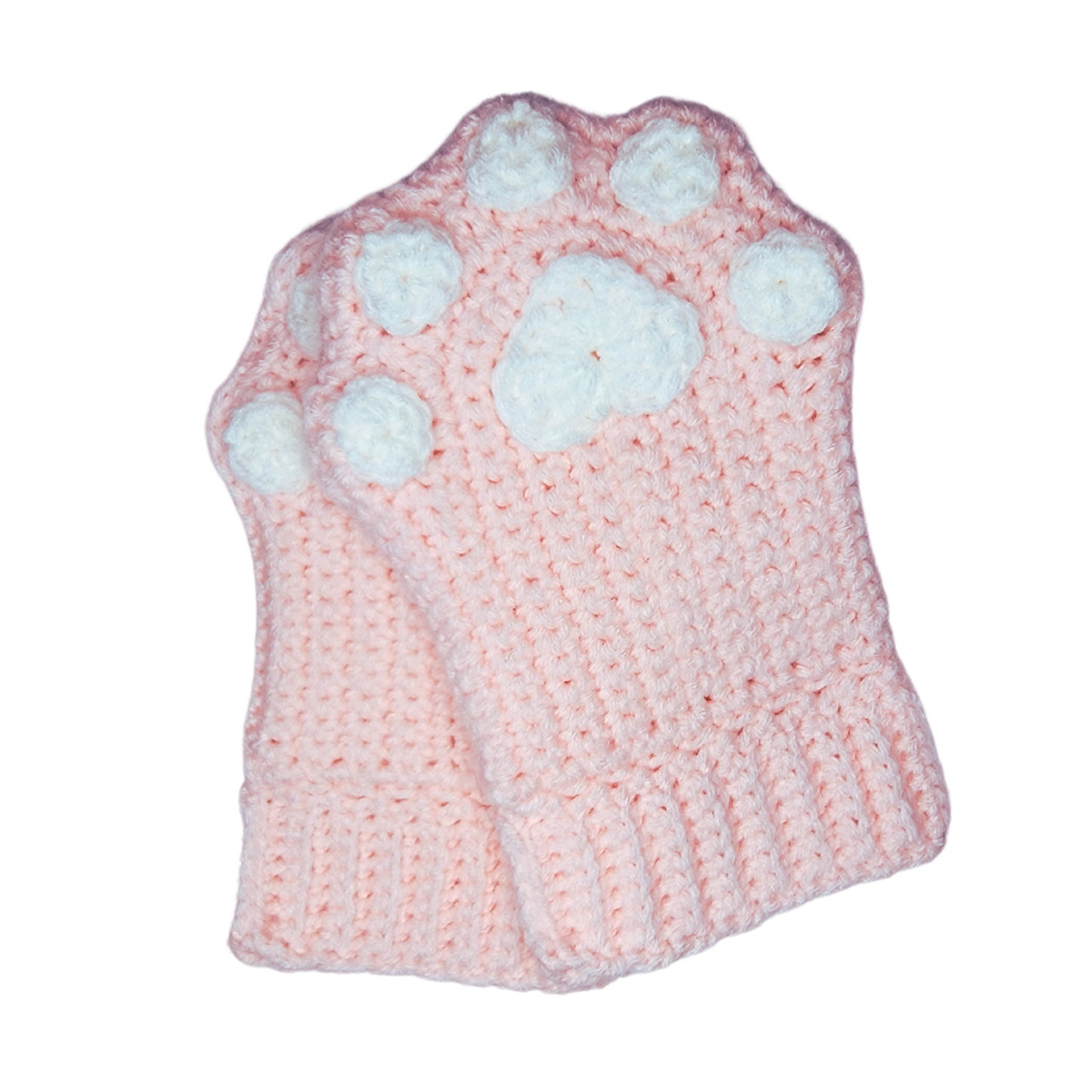 Cat Paw Fingerless Gloves (Pink/White)